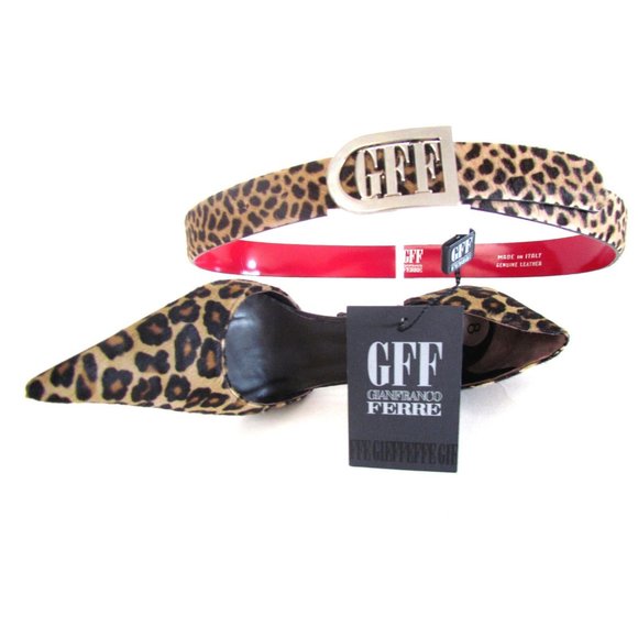 GIANFRANCO FERRE SILVER METAL INITIAL GFF ANIMAL PRINT DESIGNER 1\